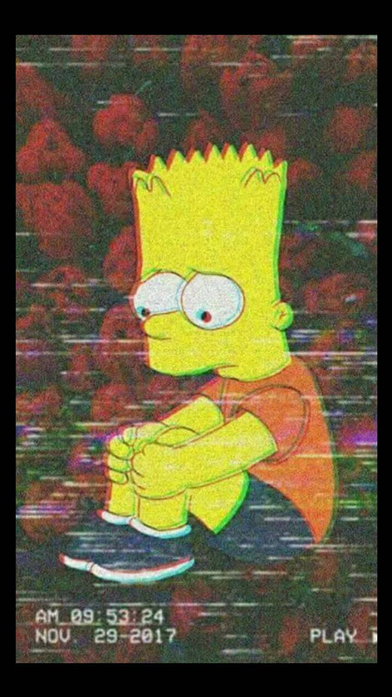 Bart Simpson Trippy sad Wallpaper Download