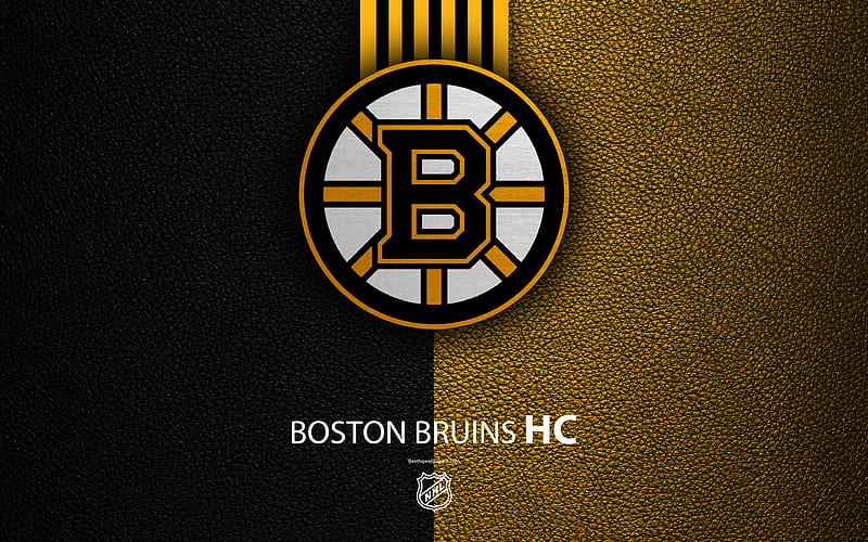 Boston Bruins, HC hockey team, NHL, leather texture, logo, emblem, National Hockey League, Boston, Massachusetts, USA, hockey, Eastern Conference, Atlantic Division, HD wallpaper