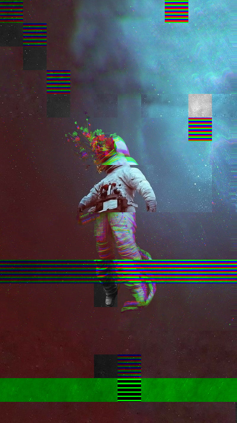 Glitch in space , astronaut, HD phone wallpaper