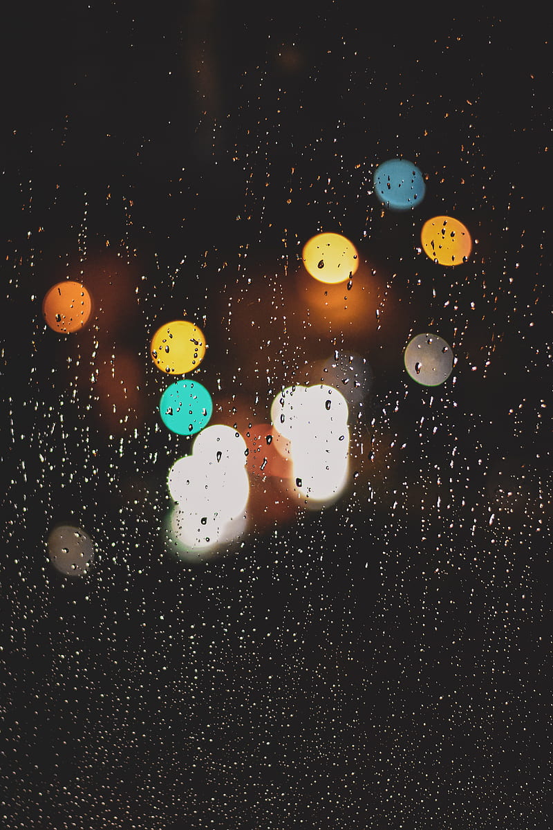 City Lights, bokeh, bright, patterns, rain, raindrops, rainy, urban, weather, HD phone wallpaper