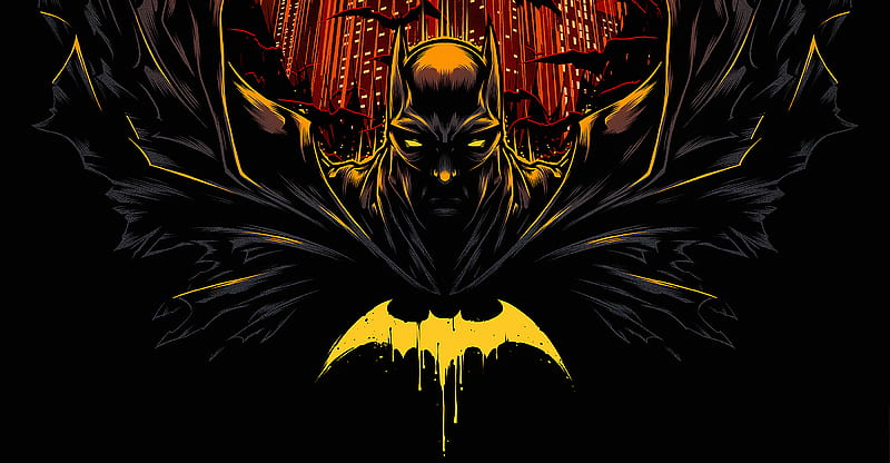 Batman Yellow Logo, batman, superheroes, digital-art, artwork, HD wallpaper