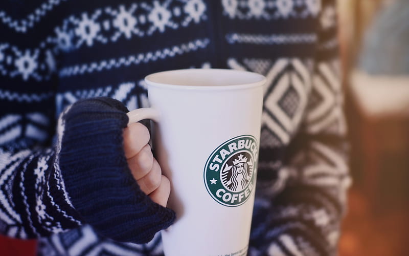 Starbucks glass hand sweater-High Quality, HD wallpaper
