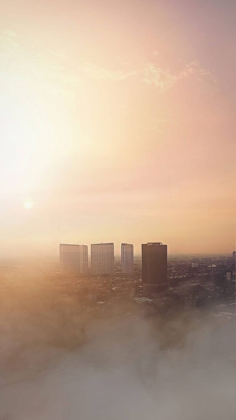 Jakarta Sunset, city, golden, imagineart, landscape, graphy, sun, HD phone wallpaper