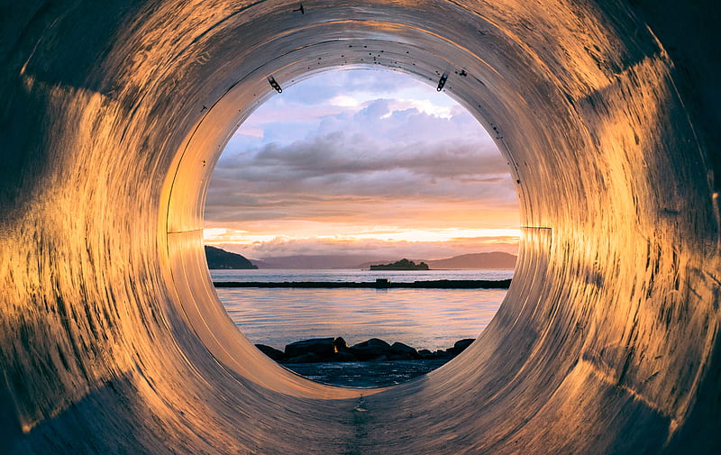 body of water can be seen through the tunnel, HD wallpaper