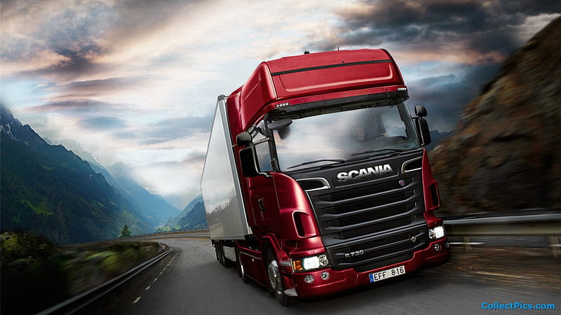 SCANIA EUROPEAN BIG RED TRUCK R730, semi truck, up, sema show, socal customs, HD wallpaper