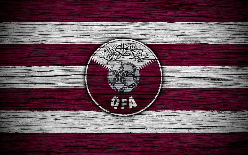 Qatar national football team logo, AFC, football, wooden texture, soccer, Qatar, Asia, Asian national football teams, Qatari Football Federation, HD wallpaper