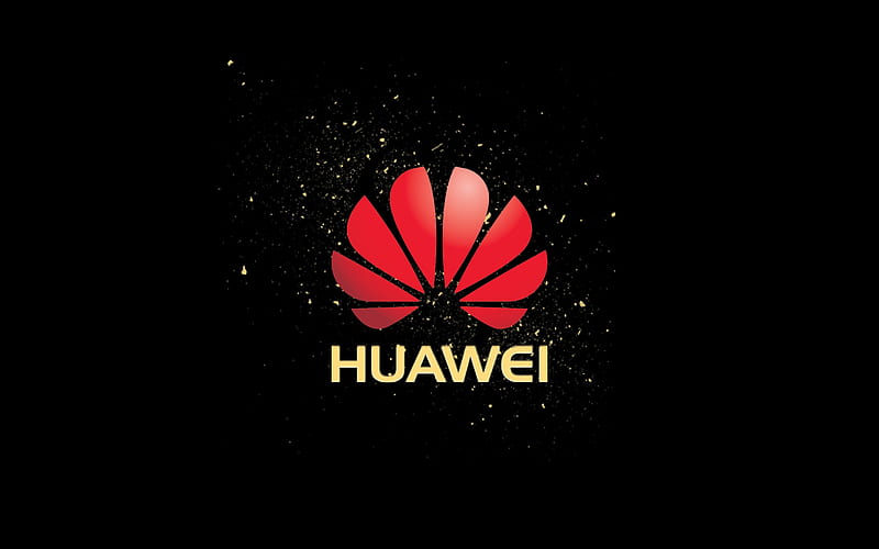 Huawei, black background, logo, HD wallpaper