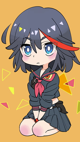 women, angry, hair in face, open mouth, face, anime, Kill la Kill, Matoi  Ryuuko, red background, anime girls, closeup