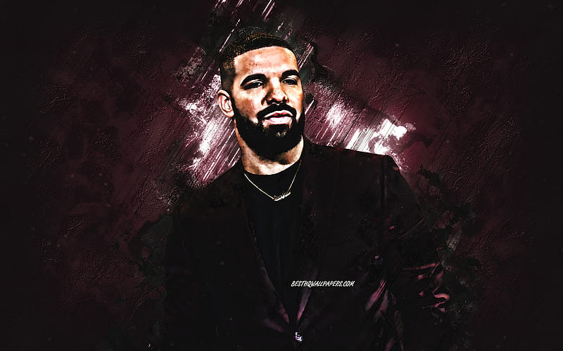 Drake, canadian singer, portrait, burgundy stone background, creative art, popular singers, Aubrey Drake Graham, HD wallpaper