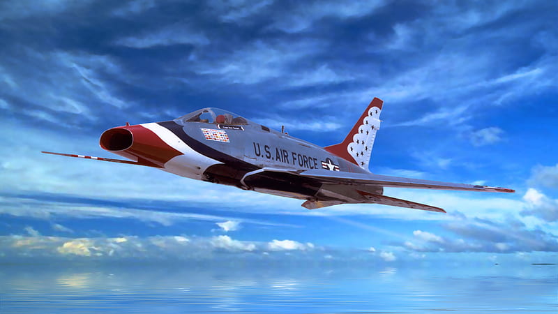 North American F-100D Super Sabre, thunderbirds, f-100d, super sabre, north american, 1080i Entropy, air show 1920 x 1080, HD wallpaper