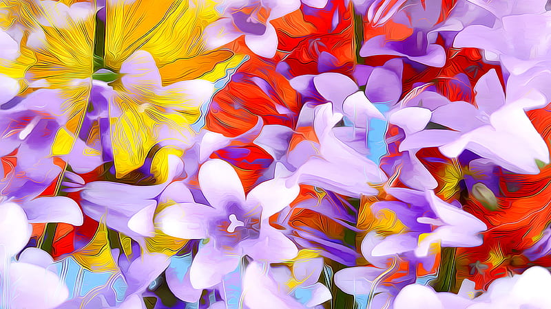Flowers Art Abstraction, flowers, art, HD wallpaper