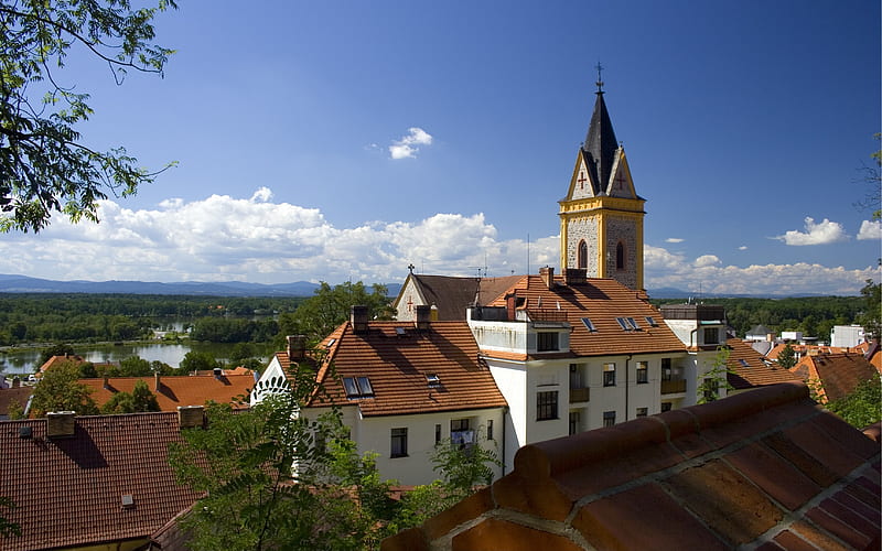 Hluboka, Czech Republic, Hluboka, church, Czech Republic, town, HD wallpaper