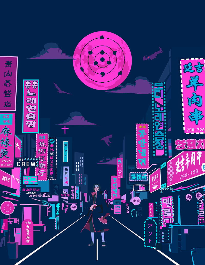 illustration, antographics, colorful, purple, Pink (artist), neon, glowing, cityscape, architecture, building, dark, city, silhouette, vector, vector art, lights, HD phone wallpaper