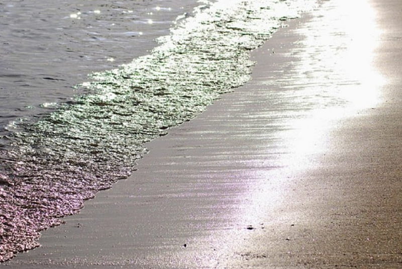 Magic beach, water, green, good, soft, silk, pink, to drink, HD wallpaper