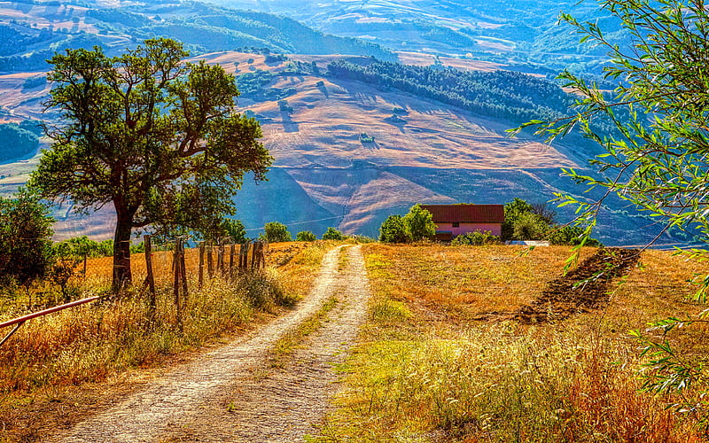Campania, summer, meadows, mountains, hills, fields, Italy, Europe, beautiful nature, HD wallpaper