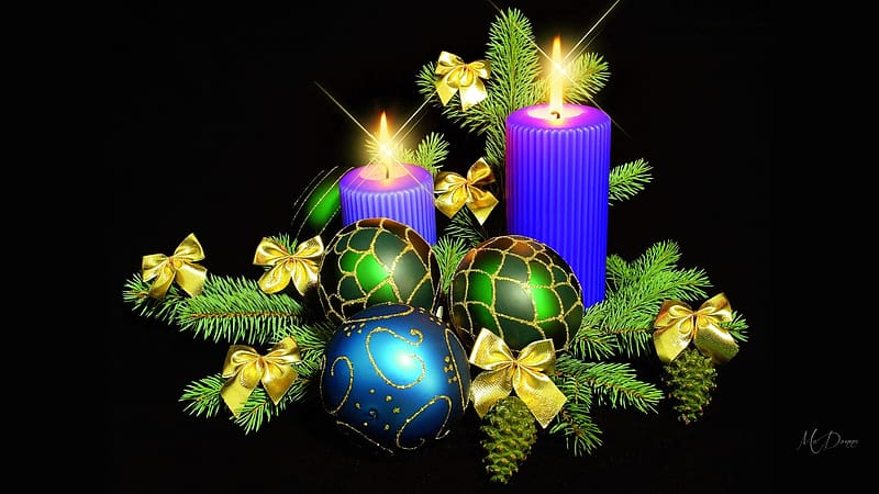 Brighten Up Your Holiday, holiday, candle, lights, Feliz Navidad, Christmas, decorations, HD wallpaper