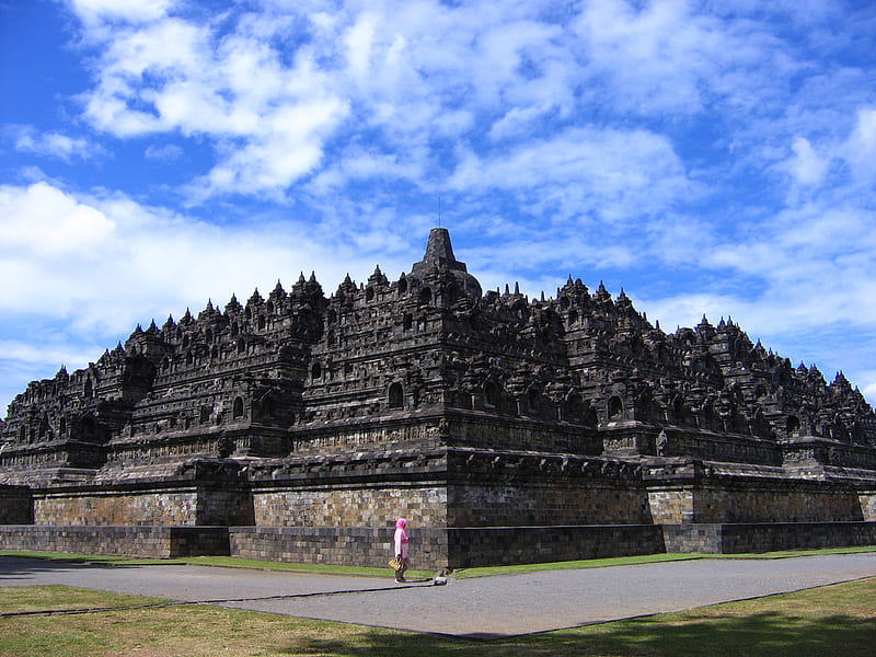 borobudur temple-indonesian, architecture, borobudur, religious, temple, indonesian, sky, HD wallpaper