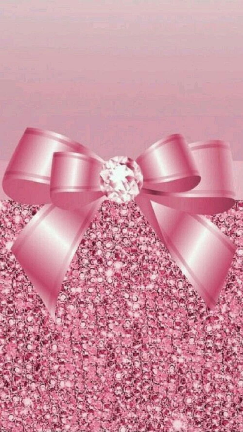 Bow, cute, diamonds, pattern, pink, HD phone wallpaper | Peakpx