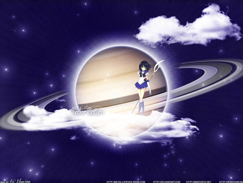 Sailor Saturn, float, space, magical girl, anime, hot, anime girl, weapon, star, sailormoon, saturn, female, cloud, sailorr moon, sky, sexy, abstract, cute, warrior, girl, planet, HD wallpaper