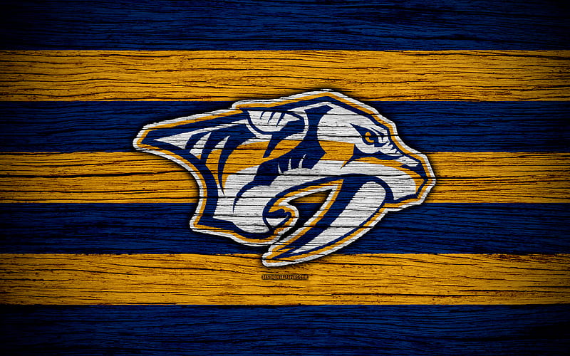 Nashville Predators NHL, hockey club, Western Conference, USA, logo, wooden texture, hockey, Central Division, HD wallpaper