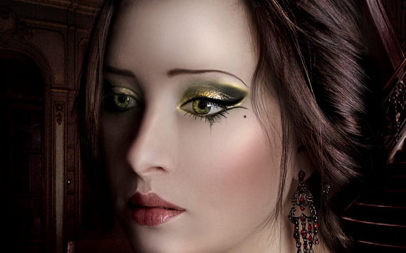 Beauty, green, girl, model, make-up, woman, HD wallpaper | Peakpx