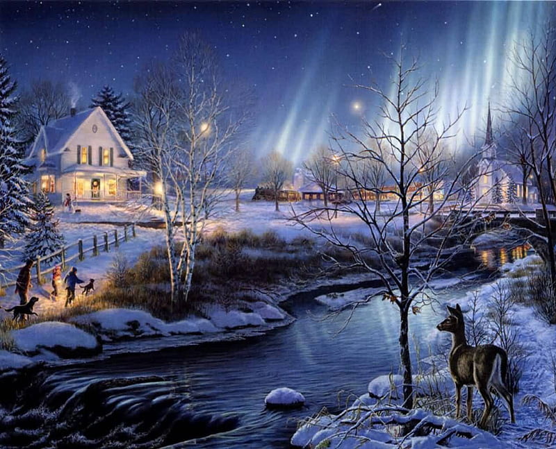 Christmas Scenery, holidays, christmas, snow, xmas, HD wallpaper