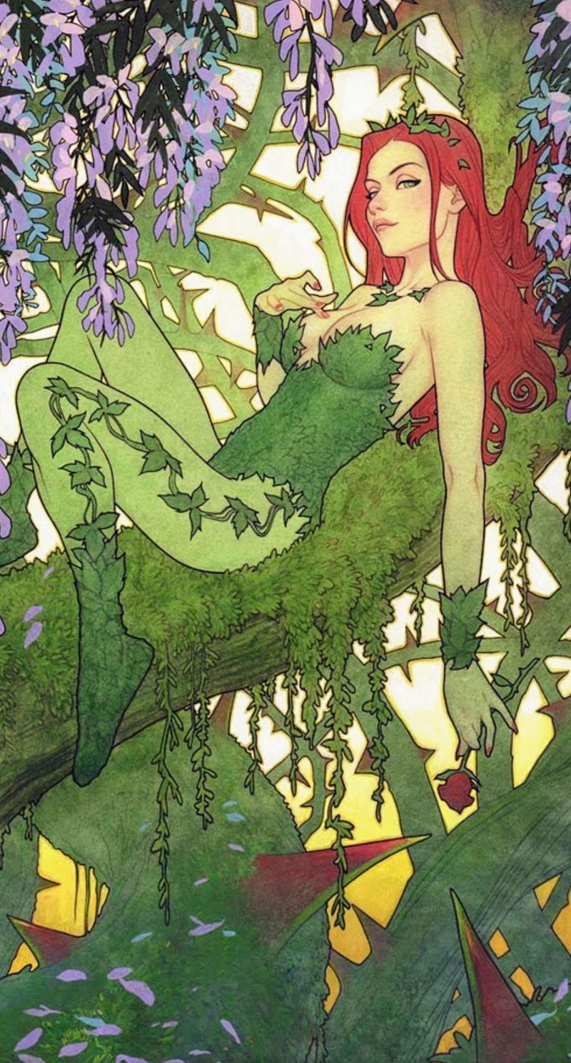 Poison Ivy tree, art, batman, dc comics, harley quinn, poison ivy, HD phone wallpaper