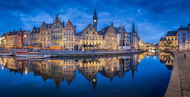 Towns, Ghent, Architecture, Belgium, Building, House, Reflection, River, HD wallpaper