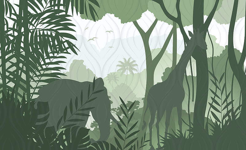 Safari Nursery Kids Dark Green Jungle, HD wallpaper