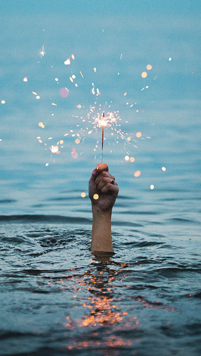 Sparkles, arty, hand, water, HD phone wallpaper
