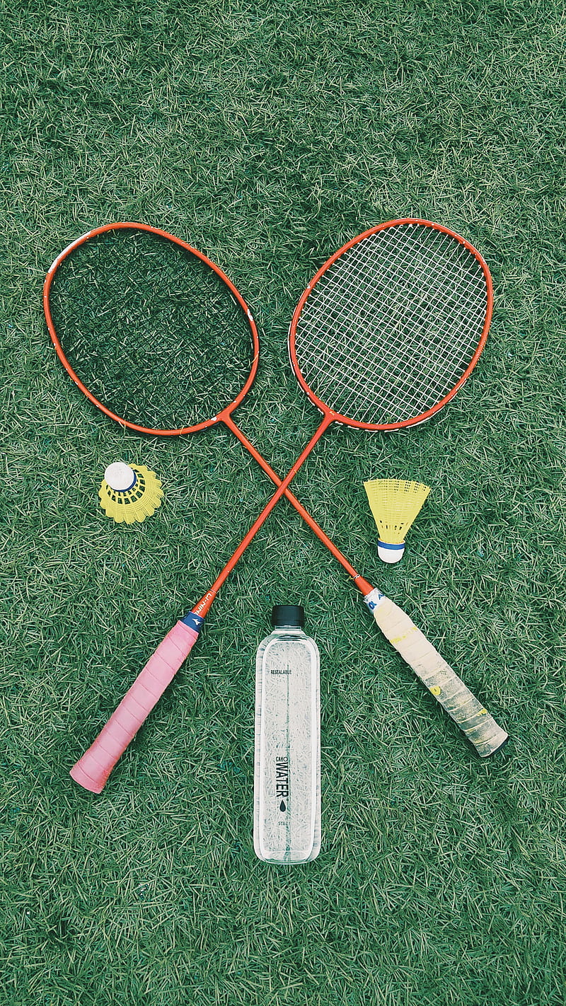pair of red badminton rackets, HD phone wallpaper