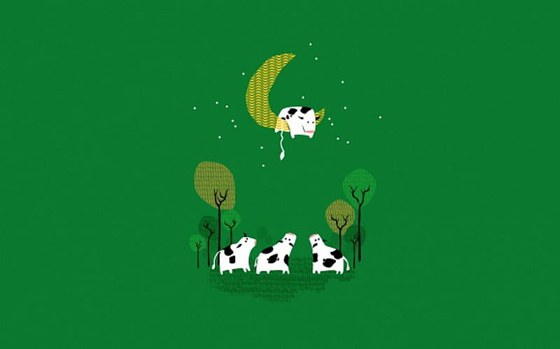 Cow Jump Over The Moon, cute, moon, cow, simple, funny, jump, over, HD wallpaper