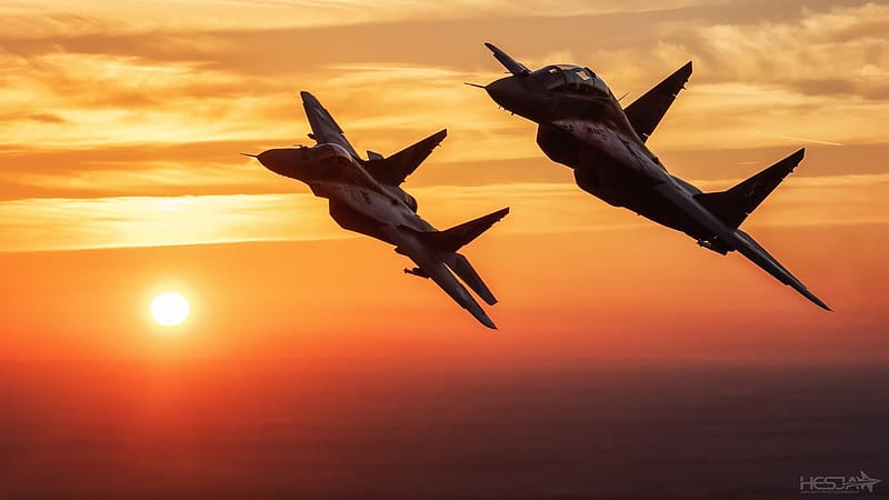 Sunset, Aircraft, Military, Jet Fighter, Warplane, Mikoyan Mig 29, Jet Fighters, HD wallpaper