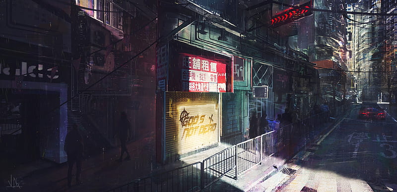 Cyberpunk City Street Night 4K PC Wallpaper