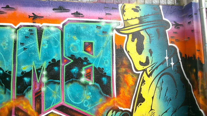 IYSK Bomb Crew Part II, Snapshot, Foto, Comic Art, Street Art, Alien Attack, THE IYSK BOMB CREW Graffitti, Saucer, graph, graphy, Writing, Bomber, Fighter, HD wallpaper