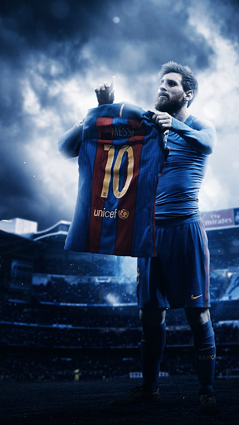 messis tshirt, 10, argentina, barcelona, clouds, football, number, player, soccer, HD phone wallpaper