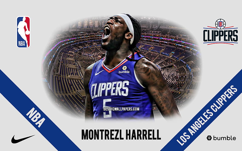 Montrezl Harrell, Los Angeles Clippers, American Basketball Player, NBA, portrait, USA, basketball, Staples Center, Los Angeles Clippers logo, HD wallpaper