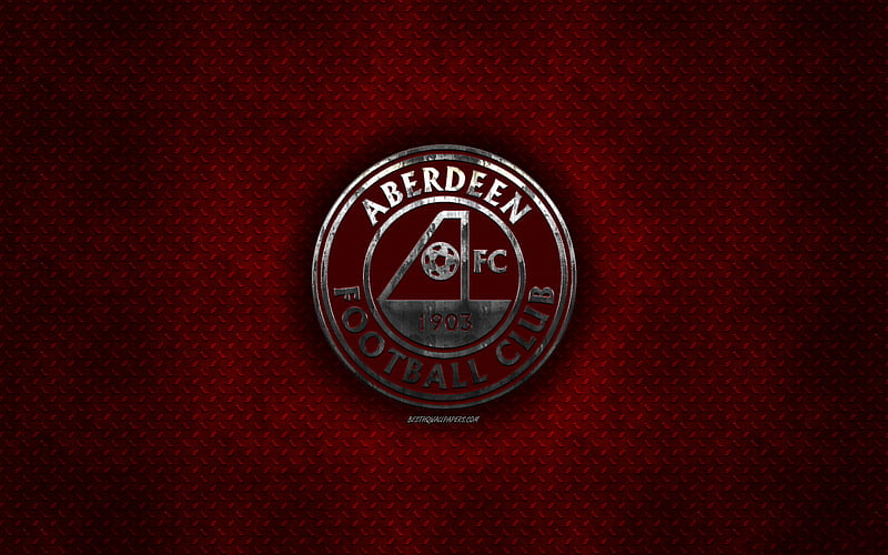 Aberdeen FC, Scottish football club, red metal texture, metal logo, emblem, Aberdeen, Scotland, Scottish Premiership, creative art, football, HD wallpaper