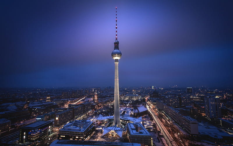 Berlin, Television Tower, Germany, winter, Berlin TV Tower, HD wallpaper