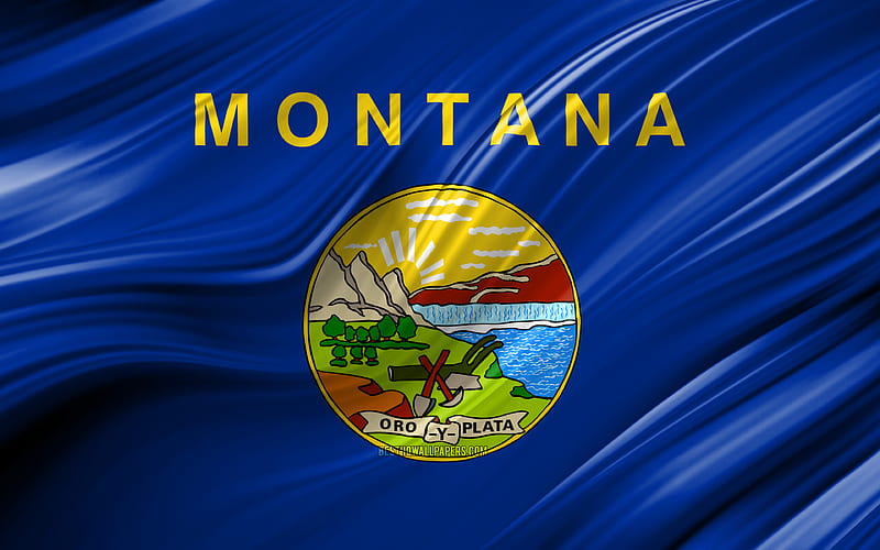 Montana flag, american states, 3D waves, USA, Flag of Montana, United States of America, Montana, administrative districts, Montana 3D flag, States of the United States, HD wallpaper