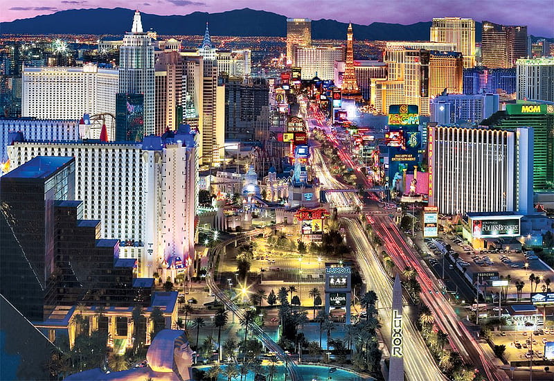 Las Vegas Baby! , architecture, art, USA, cityscape, bonito, Nevada, artwork, casinos, painting, wide screen, scenery, Las Vegas, HD wallpaper