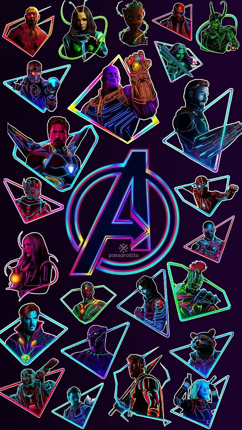 Avengers, neon, marvel, infinity, guerra, HD phone wallpaper