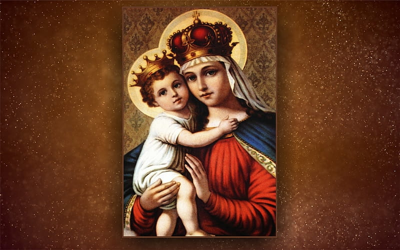 Our Lady with Jesus, Queen, Virgin, Mother of God, Child, Jesus, Mary, HD wallpaper