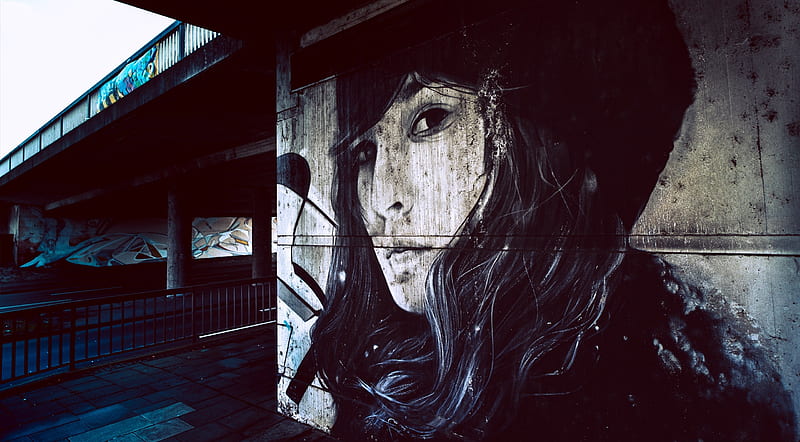 The Girl on the Wall Ultra, Artistic, Graffiti, City, Girl, Urban, streetart, HD wallpaper
