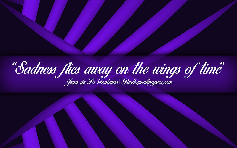 Sadness flies away on the wings of time, Jean de La Fontaine, calligraphic text, quotes about time, Jean de La Fontaine quotes, inspiration, artwork background, HD wallpaper