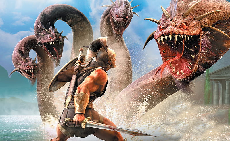 The Battle, centurion, 3d, battle, cg, serpents, game, sea, scene, HD wallpaper