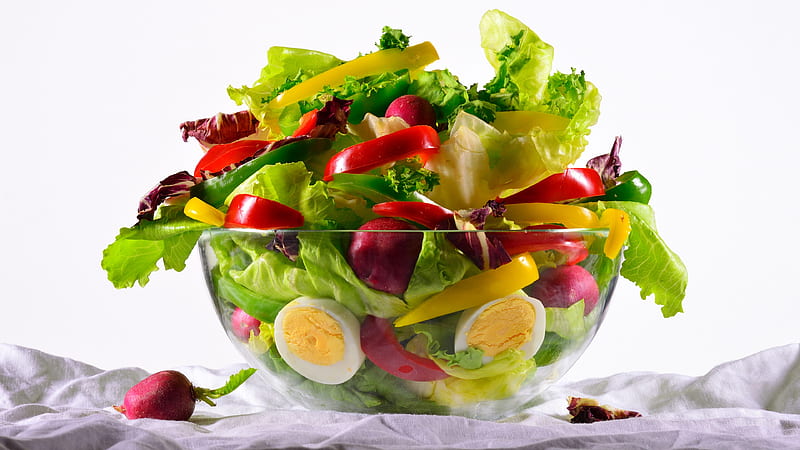 Food, Salad, Egg, Lettuce, Pepper, Radish, Vegetable, HD wallpaper