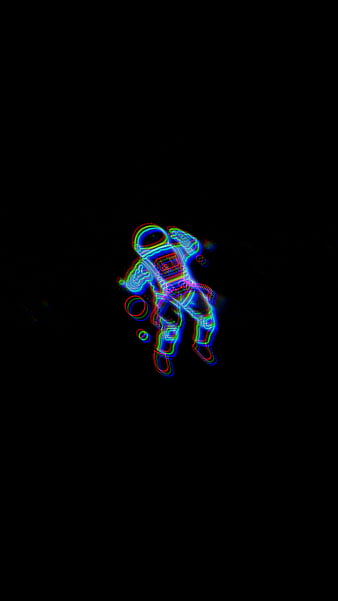 Astronaut in Space, abstract, astronaut, black, color, glitch, neon, space, HD phone wallpaper