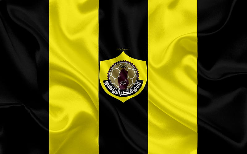 Qatar SC Qatar football club, emblem, logo, Qatar Stars League, Doha, Qatar, football, silk texture, flag, Qatar FC, HD wallpaper