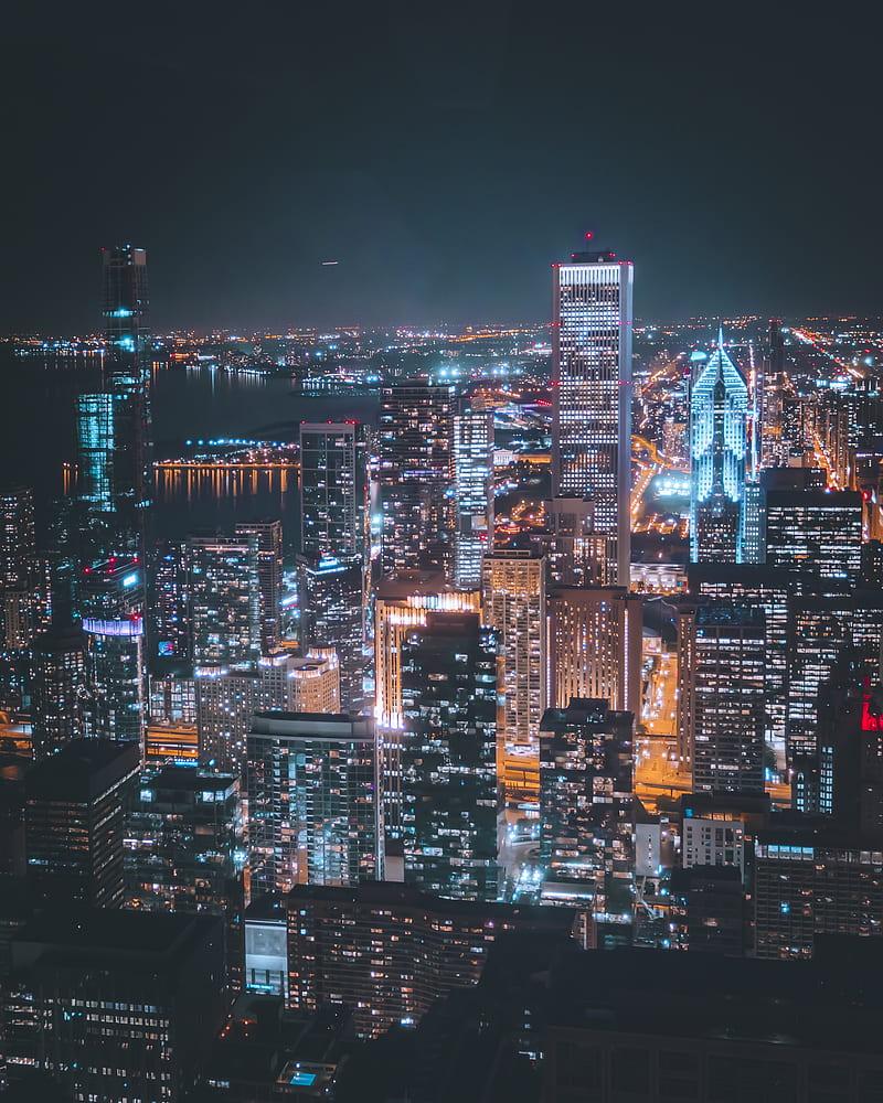 Of high-rise buildings at night, HD phone wallpaper | Peakpx